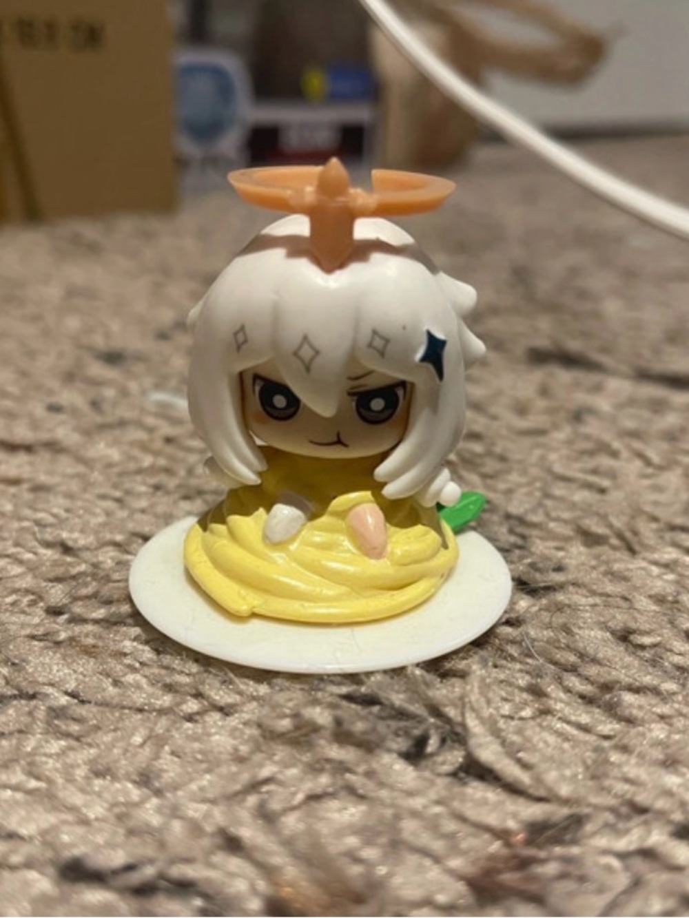 Cute White-Haired Paimon Genshin Figurine